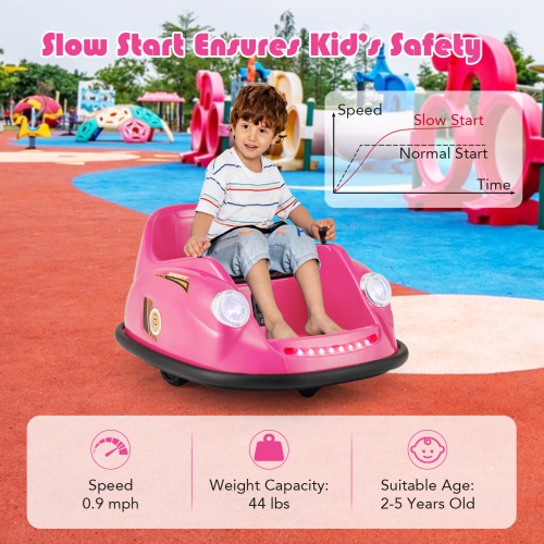 Costway Ride on Bumper Car for Kids with Remote Control 360 Degree Spin LED Light
