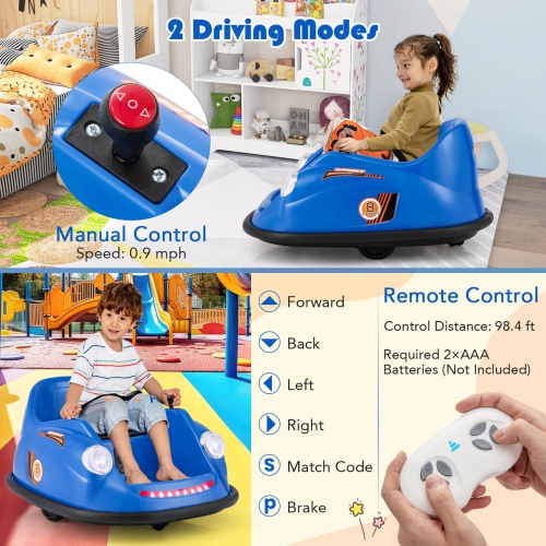 Costway Ride on Bumper Car for Kids with Remote Control 360 Degree Spin LED Light