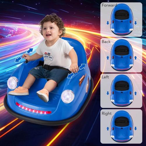 Costway Ride on Bumper Car for Kids with Remote Control 360 Degree Spin LED Light