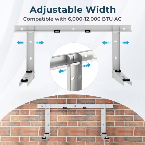 Costway 18" Heavy-Duty Mini Split Wall Mounting Bracket with Adjustable Crossbar & Levlers