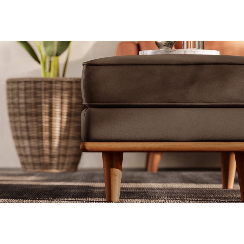 Valencia Artisan Leather Ottoman,Chocolate