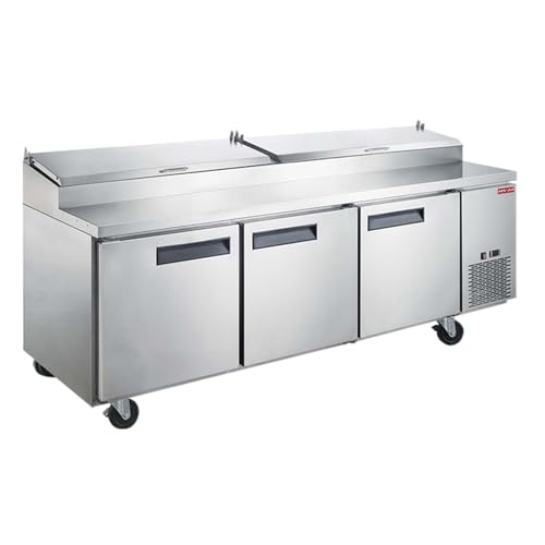 NEW AIR REF  New Air Npt-092-Pi Commercial 92″ Stainless Steel Triple Door Refrigerated Pizza Prep Table