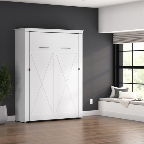Bestar Key West 63W Full Murphy Bed - Engineered Wood in White