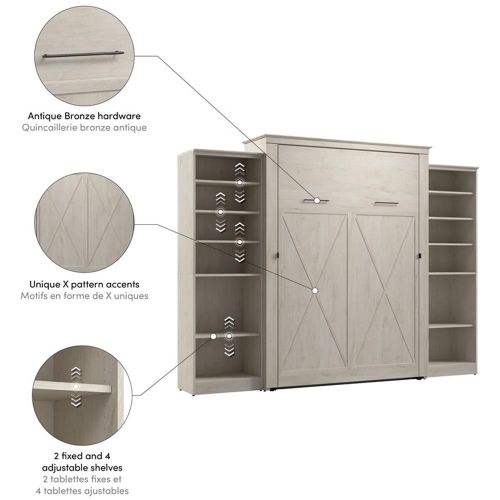 Bestar Key West Queen Murphy Bed with Closet Organizers - Engineered Wood
