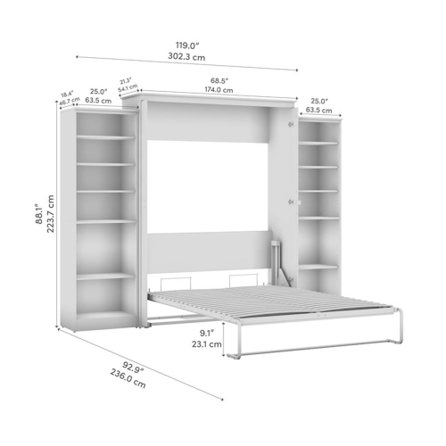 Bestar Key West Queen Murphy Bed with Closet Organizers - Engineered Wood