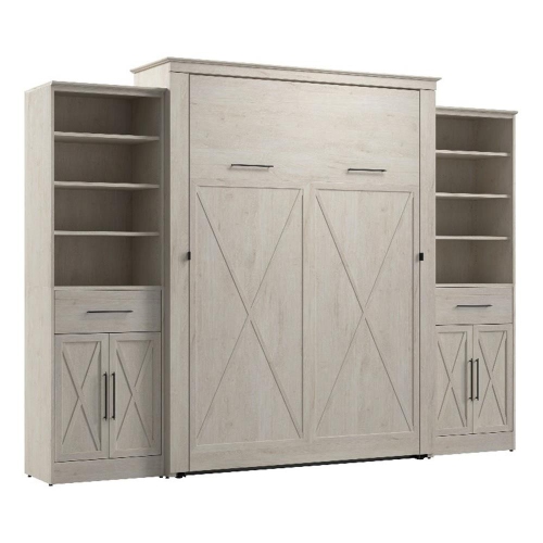 Bestar Key West Queen Murphy Bed and Wardrobes - Engineered Wood in White