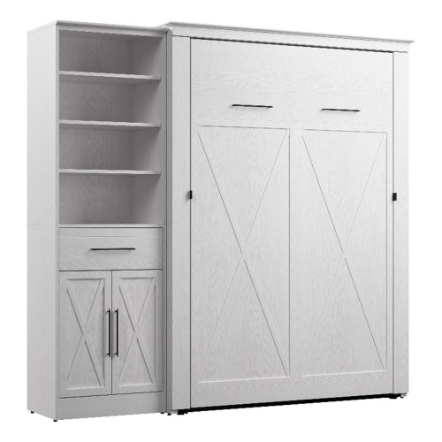Lit escamotable deux places avec armoire Key West de Bestar - bois d'ingénierie blanc