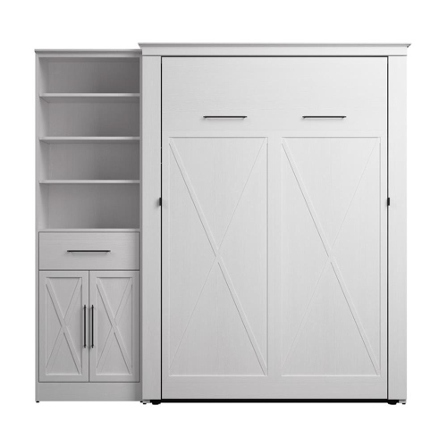 Lit escamotable deux places avec armoire Key West de Bestar - bois d'ingénierie blanc