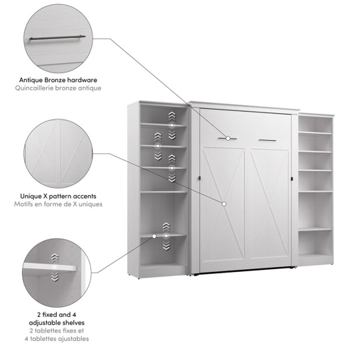 Bestar Key West Full Murphy Bed with Closet Organizers - Engineered Wood