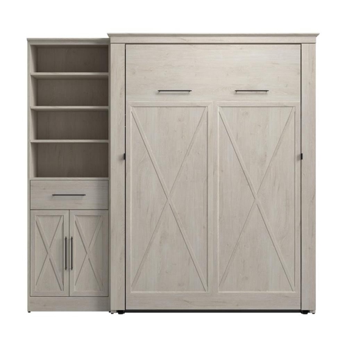 Lit escamotable deux places avec armoire Key West de Bestar - bois d'ingénierie blanc