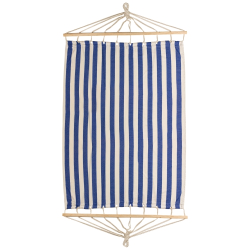 Striped Macrame Quilted Two Person Double Hammock - 9' x 56" - Blue and Cream