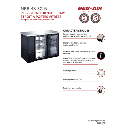New Air NBB-48-SG Single Glass Door 48″ Back Bar Refrigerator Cooler