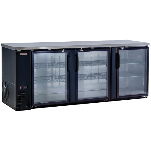 New Air NBB-90-SG Triple Glass Door 90″ Back Bar Refrigerator Cooler - 916 L / 32 Cu. Ft. - Ideal for Bars, Restaurants, Hotels & Cafés