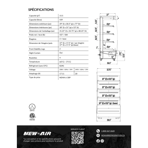 NEW AIR NOM-39-HT Commercial Triple Shelf Grab 'N Go 40" Open Heater Merchandiser - Ideal for Restaurants, Cafés, Convenience Stores and Supermarkets