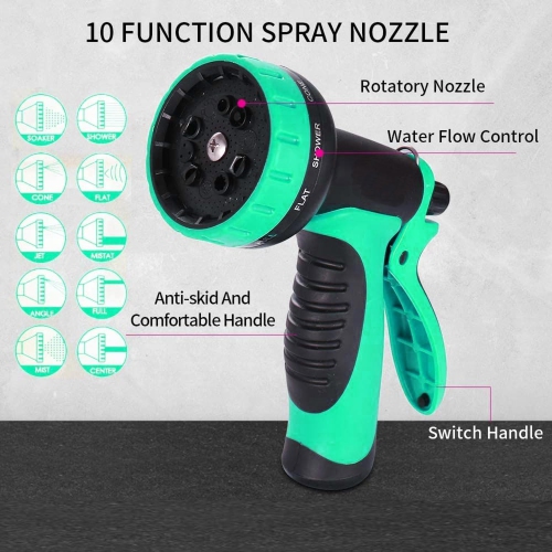 Kunova 100FT Garden Hose Expandable Hose - Heavy Duty Flexible Leakproof Hose - 10 Pattern High-Pressure Water Spray Nozzle & Bag & Plastic Holder.No