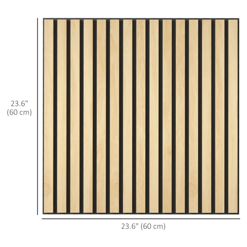 Panneaux muraux en faux bois 3D de 24 x 24 po de HOMCOM, paquet de 4 panneaux acoustiques, absorbant le son et lattes antiappui pour décoration