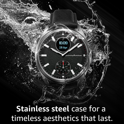 pininfarina Sintesi Hybrid 44mm Smartwatch - Analogue Watch with Italian Leather Strap, Sapphire Glass, Compass & Fitness Tracker for Heart Rate,