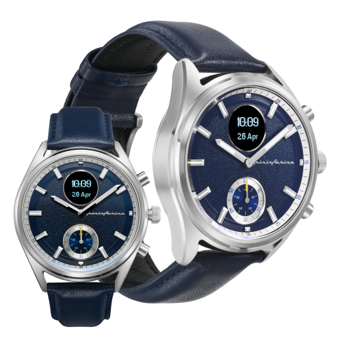 pininfarina Sintesi Hybrid 44mm Smartwatch - Analogue Watch with Italian Leather Strap, Sapphire Glass, Compass & Fitness Tracker for Heart Rate,