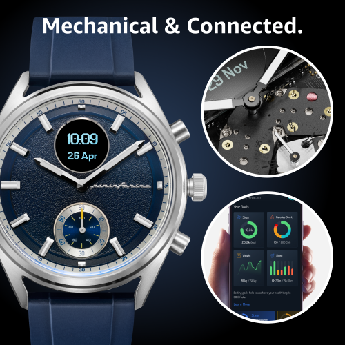 pininfarina Sintesi Sport 44mm Smartwatch - Analogue Watch with Sapphire Glass, Compass & Fitness Tracker for Heart Rate, Steps, Calories, & Sleep -