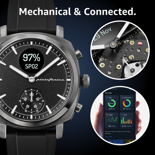 Montre intelligente Senso Sport 44 mm de Pininfarina - Montre analogique avec écran numérique, mesure la fréquence cardiaque, les pas, les