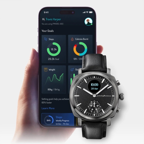 Montre intelligente Senso Sport 44 mm de Pininfarina - Montre analogique avec écran numérique, mesure la fréquence cardiaque, les pas, les