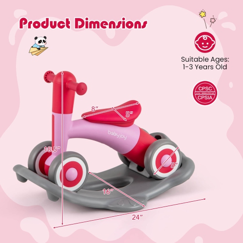 Cheval à bascule 3-en-1 avec planche d'équilibre amovible et siège à hauteur réglable de Costway