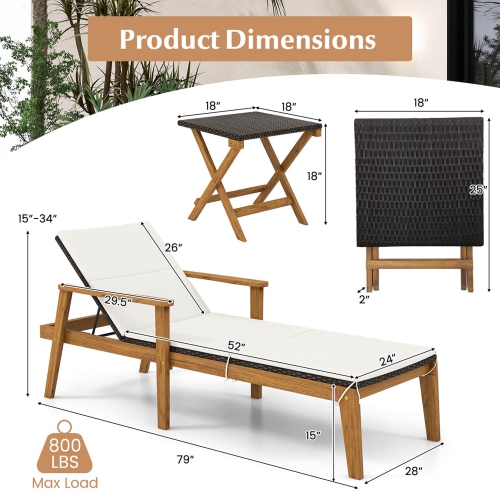Ensemble de chaises longues d'extérieur avec accoudoirs et dossier à 4 niveaux de Costway 2 PCS pour la piscine