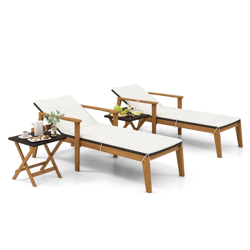 Image 1 de 8.. Ensemble de chaises longues d'extérieur avec accoudoirs et dossier à 4 niveaux de Costway 4 PCS pour la piscine