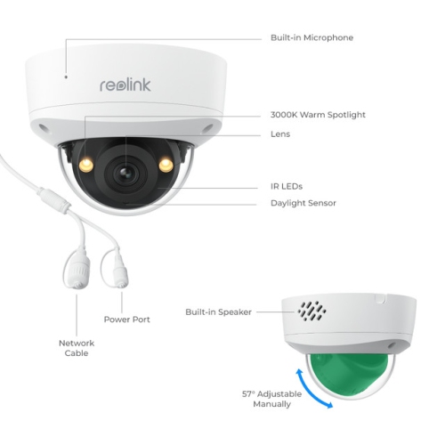 Reolink RLC-840A 4K 8MP Vandal-Proof PoE Camera with Color Night Vision, 125 Wide Viewing Angle