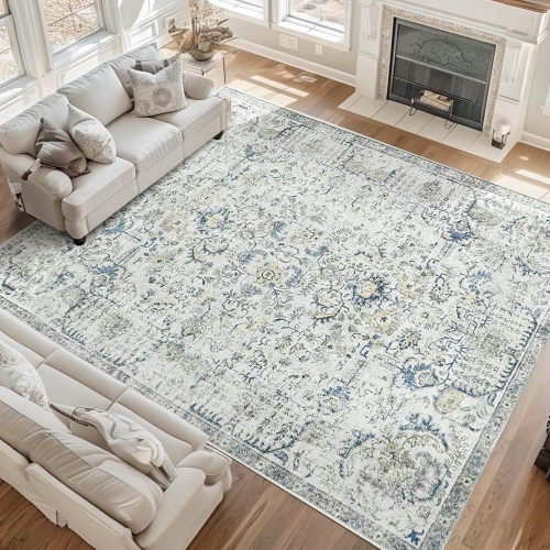 NIERBO  6 X 9 Area Rug - Large Washable Living Room Rug Vintage Distressed Floral Rug Non Slip Rug Retro Farmhouse Boho Accent Rug Bedroom Rug Low