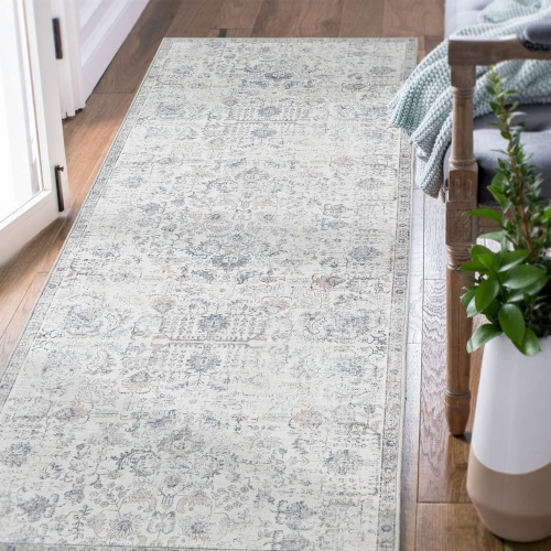 NIERBO  2 X 6 Runner Rug - Area Rug Hallway Vintage Rug Indoor Floor Chenille Thin Rug Retro Distressed Multi Carpet Floral Print Mat Country Boho