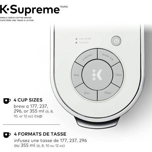 Cafetière pour une tasse K-Supreme K-Supreme K-Cup de Keurig avec technologie MultiStream, blanc