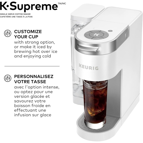 Cafetière pour une tasse K-Supreme K-Supreme K-Cup de Keurig avec technologie MultiStream, blanc