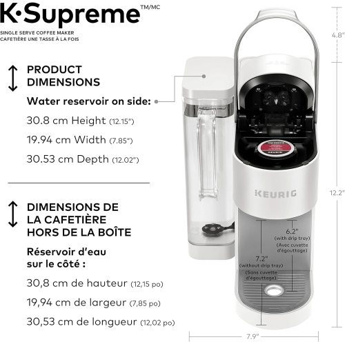 Cafetière pour une tasse K-Supreme K-Supreme K-Cup de Keurig avec technologie MultiStream, blanc