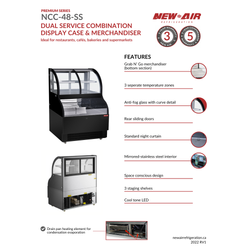 NEW AIR NCC-48-SS Commercial 48" Floor Model Dual Service Combination Display Case & Merchandiser