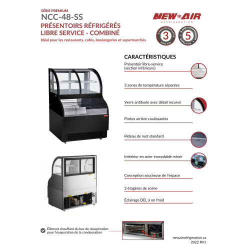 NEW AIR NCC-48-SS Commercial 48" Floor Model Dual Service Combination Display Case & Merchandiser