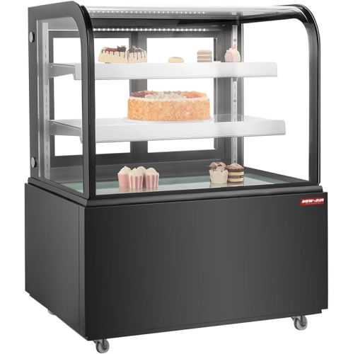 NEW AIR NDC-36-CG Commercial 36″ Curved Glass 9.5 Cu. Ft. Refrigerated Display Case - Ideal for Restaurants, Cafés & Bakeries