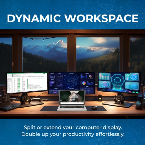 OREI SplitXtend Docking Hub with USB-C input, USB-A, Ethernet, DP, Power delivery up to 85 Watt and up to 3 Extended Displays