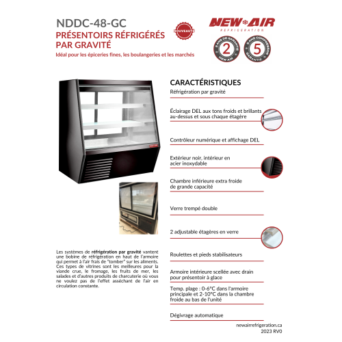 NEW AIR NDDC-48-GC 48″ Commercial Deli Display Case 22.5 Cu. Ft. with Gravity Coil - Ideal for Restaurants, Cafés, Delis & Markets