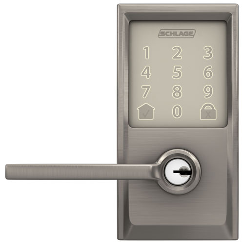 Schlage Encode Latitude Wi-Fi Smart Lock with Lever Door Handle - Satin Nickel