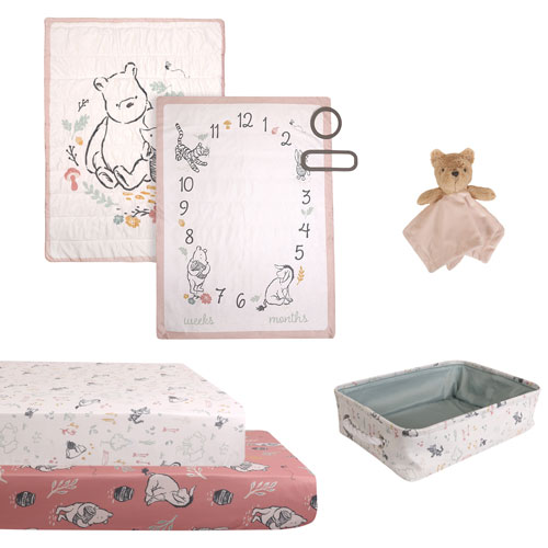 Nemcor 5-Piece Nursery Crib Bedding Bundle - Winnie Pooh