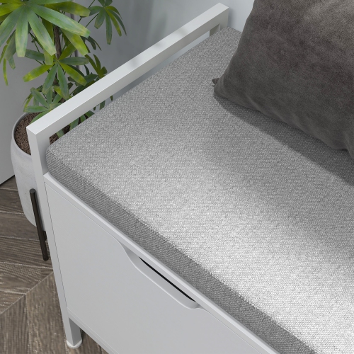 Banc à chaussures de HOMCOM avec coussin de siège, banc d'entrée, armoire à chaussures pour couloir, salon, 352 lb de soutien, blanc