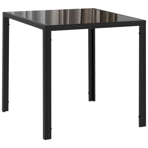 HOMCOM – Table de salle à manger carrée moderne pour 2-4&nbsp;personnes, table de cuisine avec surface en verre trempé et pattes en acier pour salle