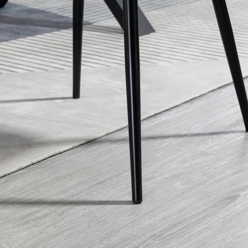 HOMCOM Dining Chairs Set of 2, Upholstered Kitchen Chairs, Linen Fabric Accent Arm Chairs with Metal Legs, Black