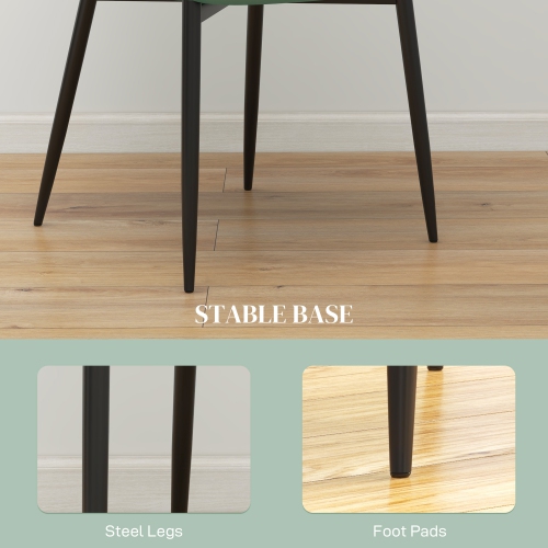 HOMCOM Modern Dining Chairs Set of 2, PU Leather Upholstered Kitchen Chairs with Diamond Tufting and Steel Legs for Dining Room, Living Room,