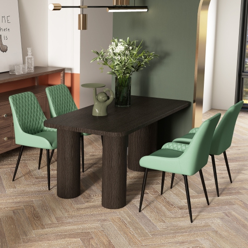 HOMCOM Modern Dining Chairs Set of 2, PU Leather Upholstered Kitchen Chairs with Diamond Tufting and Steel Legs for Dining Room, Living Room,