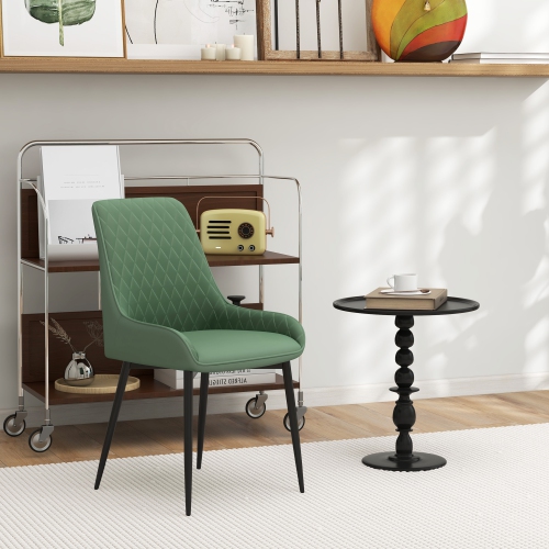 HOMCOM Modern Dining Chairs Set of 2, PU Leather Upholstered Kitchen Chairs with Diamond Tufting and Steel Legs for Dining Room, Living Room,