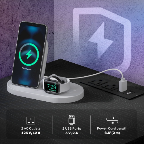 Table de chevet HOMCOM avec station de recharge et éclairage DEL, table de chevet avec ports USB et prises c.a., table d'appoint avec rangement et