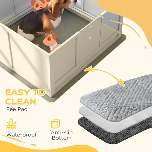 PawHut – Boîte de rangement pour chiens, chiot avec support à lumière rétractable, coussin étanche, rail, porte à hauteur réglable pour chiens de