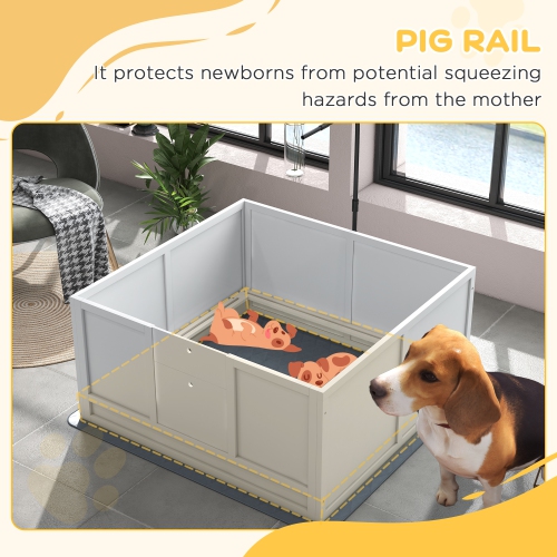 PawHut – Boîte de rangement pour chiens, chiot avec support à lumière rétractable, coussin étanche, rail, porte à hauteur réglable pour chiens de